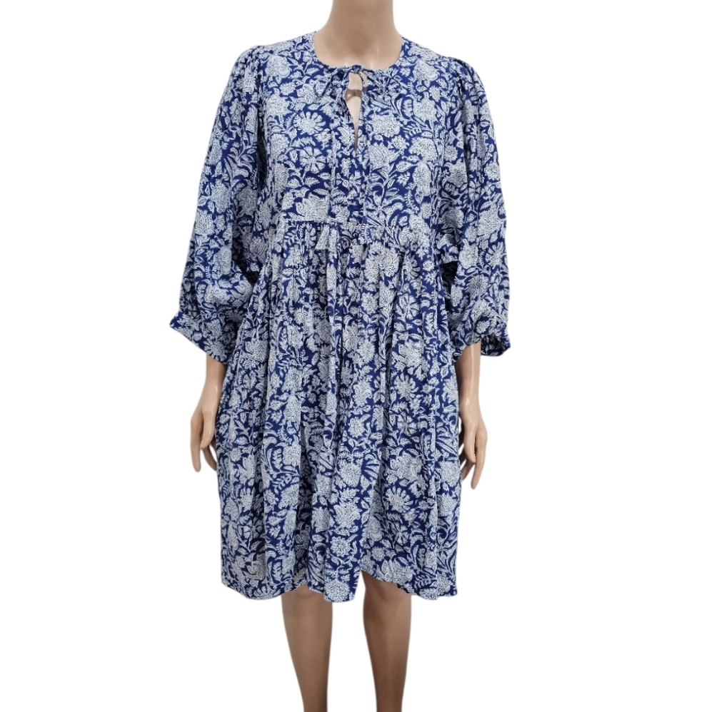 New House Of Sundar Maya Mini Floral Cotton Dress Made In India Handcrafted View 2